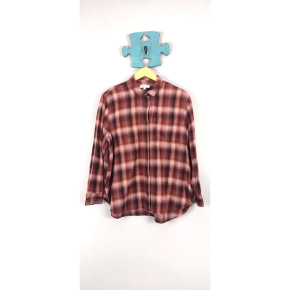 Madewell Womens Pink Plaid Button Front Shirt XL - Picture 2 of 13